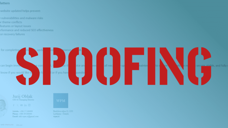 Lažno e-sporočilo direktorja WPM: kako prepoznati spoofing poskuse